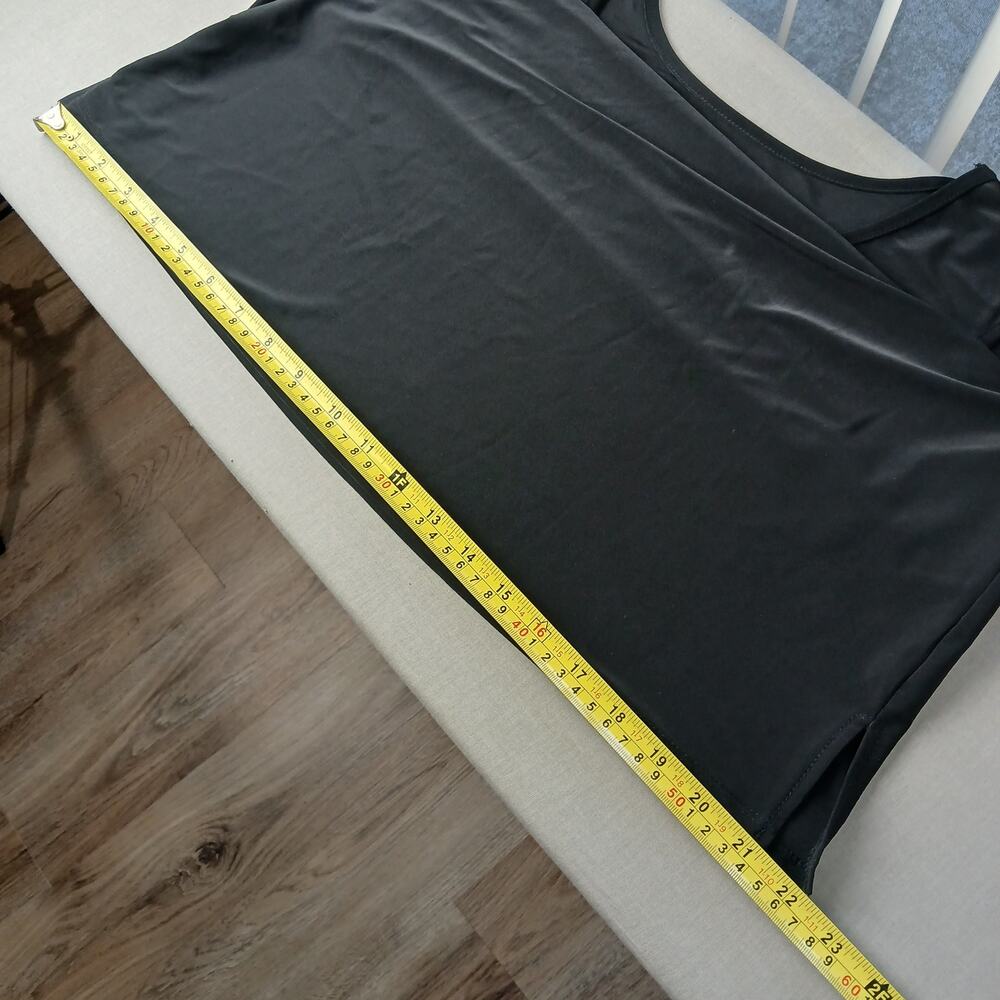 IC Collection black scoop neck tank top L vtg Y2K side slits summer layers USA - Picture 5 of 6